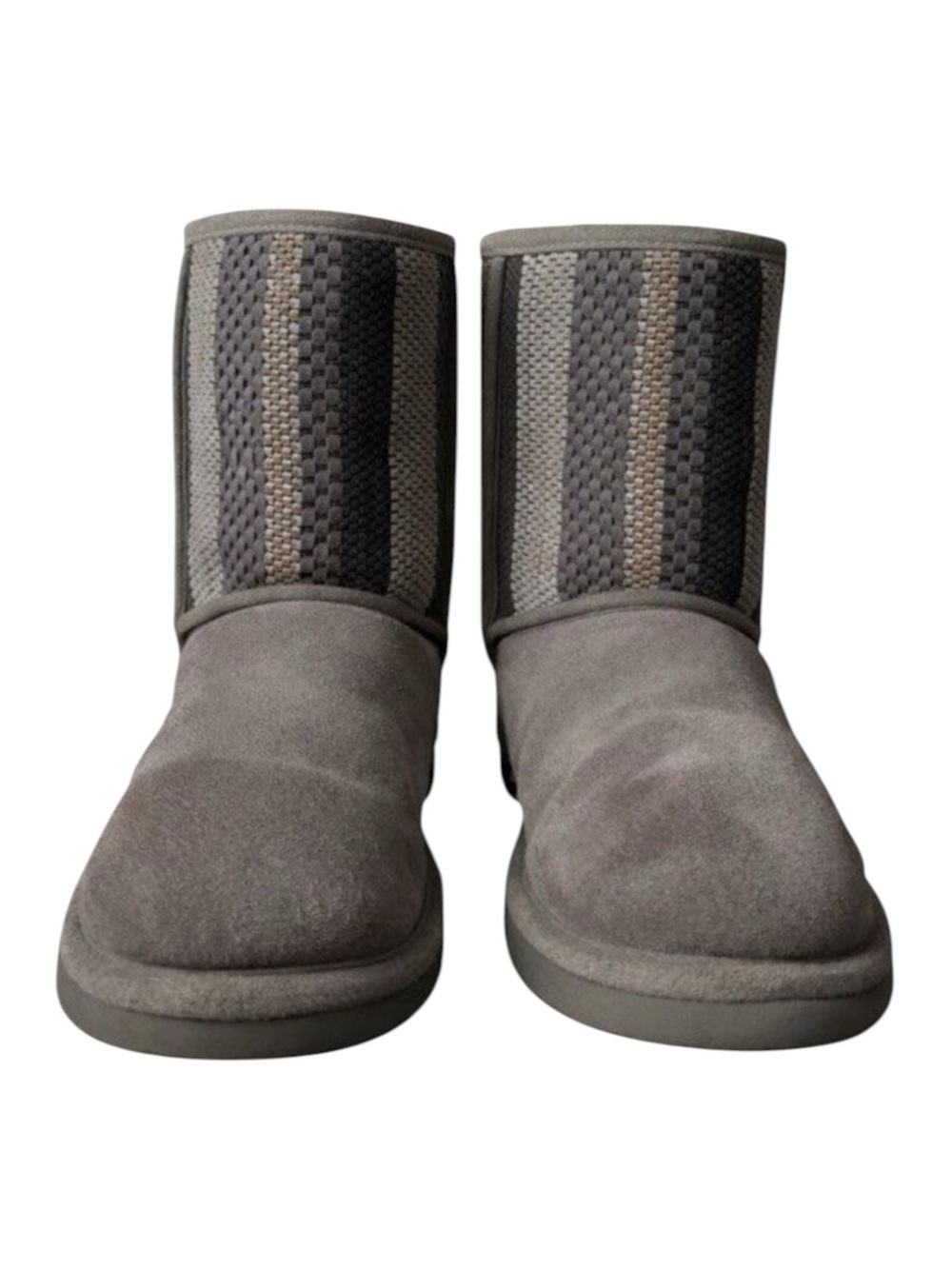 Ugg Classic Short Rare Woven Panel Gray Suede Winter Boots Women 7 #F19015J